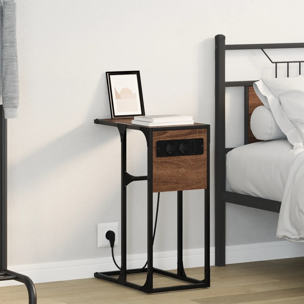 vidaXL Κομοδίνο Καφέ δρυς 41.5 x 26 x 60.5 εκ Επεξεργασμένο ξύλο