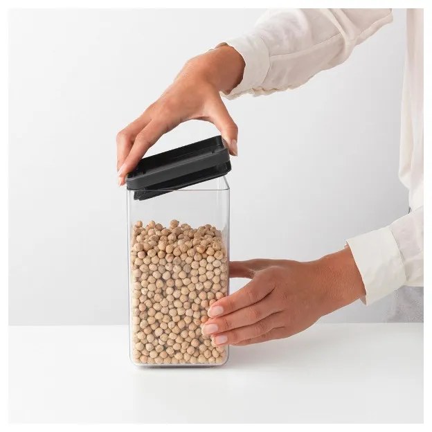 Βάζο αποθήκευσης Brabantia Tasty+ 1001172, 1,6 l, Πλυντήριο πιάτων και ψυγείο, Σκούρο γκρι