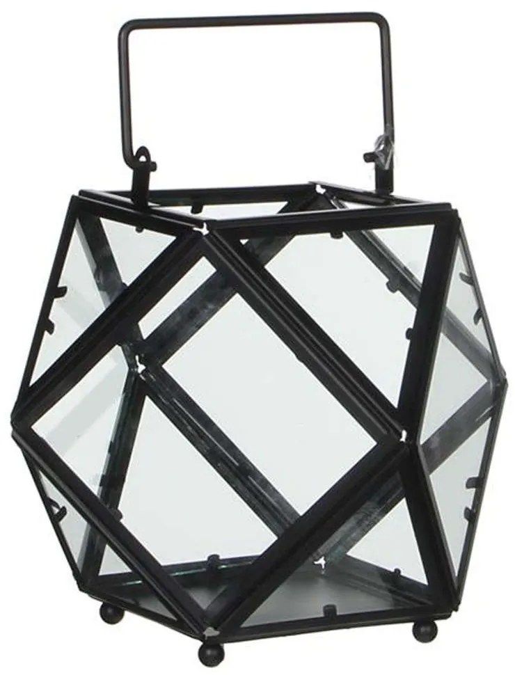 Φανάρι Πολυγωνικό 02.1003375 21x16cm Black Metal