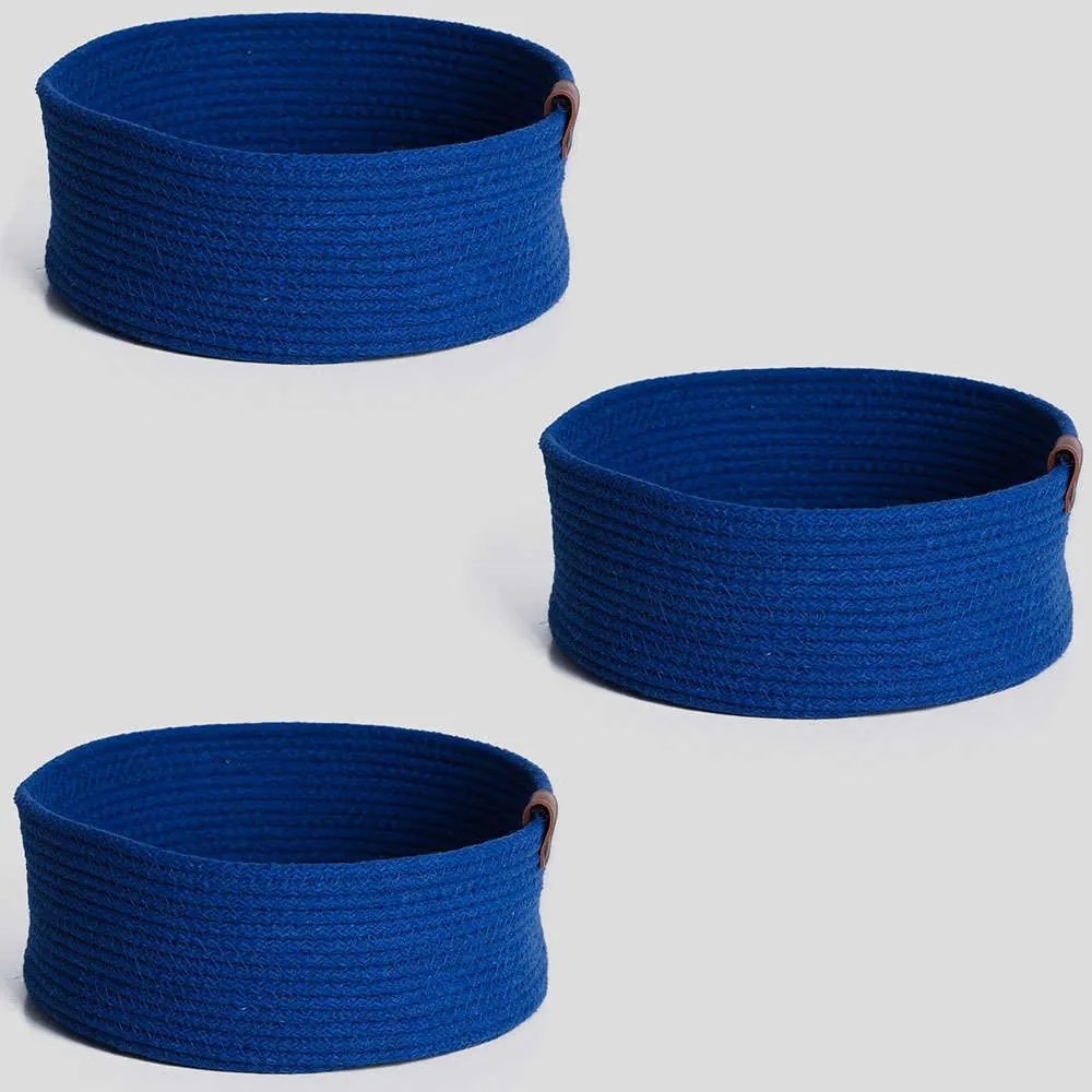 Καλάθια Αποθήκευσης (Σετ 3Τμχ) 171JTR1192 25x25x10cm Blue Aberto Design Cotton
