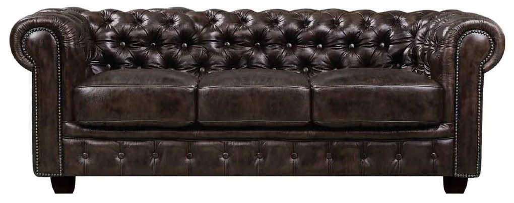 ΚΑΝΑΠΕΣ ΔΕΡΜΑΤΙΝΟΣ 3Θ CHESTERFIELD T-689 E9574-3 201x92x72cm