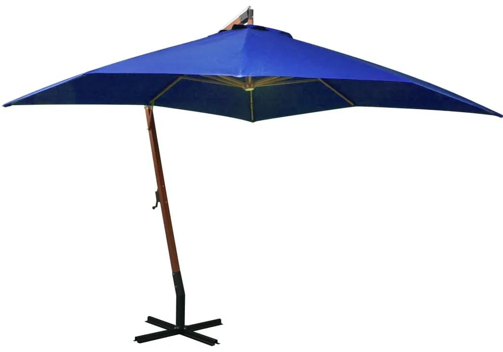 Ομπρέλα Κρεμαστή με Ιστό Αζούρ Μπλε 3 x 3 μ. Μασίφ Ξύλο Ελάτης
