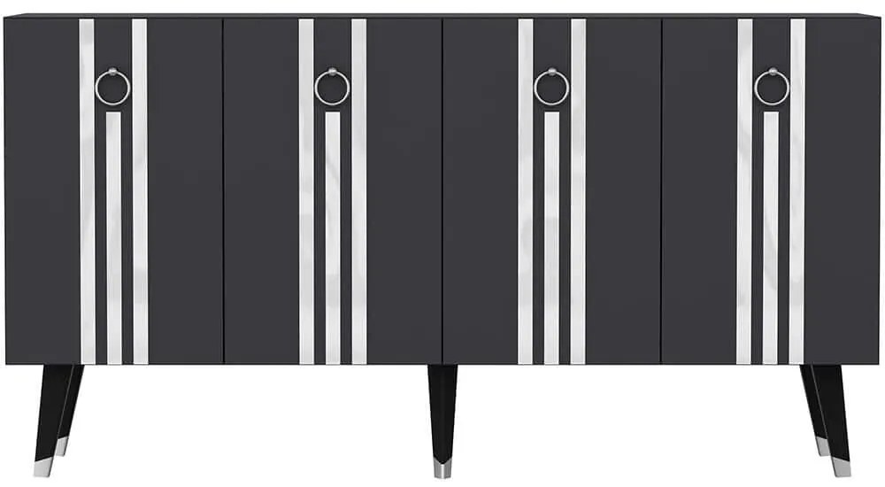 Μπουφές Isil 475OLV2681 150x40x80cm Anthracite-Silver Μοριοσανίδα, Μελαμίνη