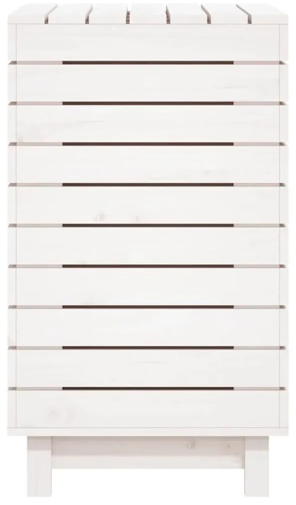Καλάθι Ρούχων Λευκό 88,5x44x76 εκ. από Μασίφ Ξύλο Πεύκου - Λευκό
