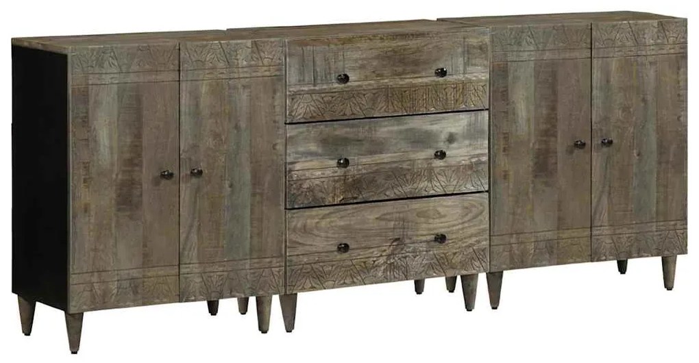 vidaXL 3 τεμαχίων Sideboards ανοιχτό γκρι μασίφ ξύλο Mango