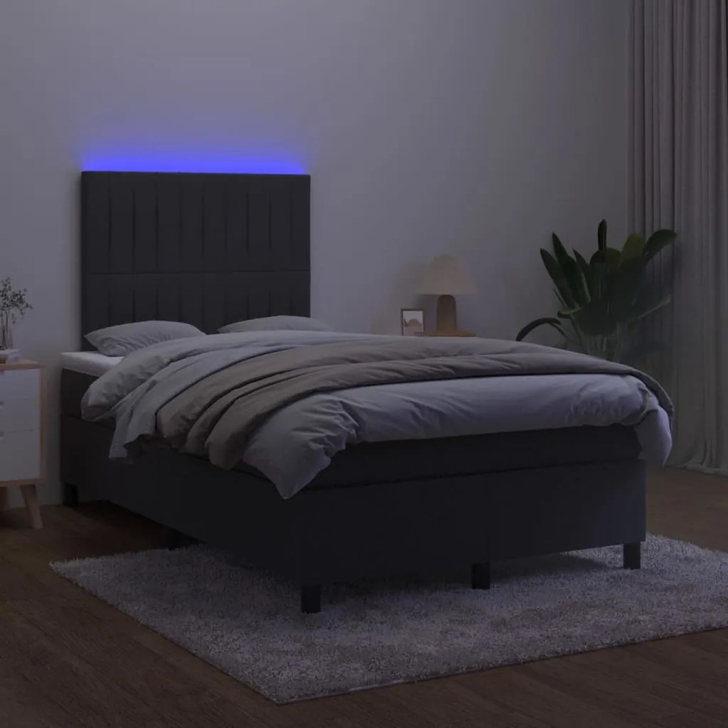 ΚΡΕΒΑΤΙ BOXSPRING ΜΕ ΣΤΡΩΜΑ &amp; LED ΜΑΥΡΟ 120X200 ΕΚ. ΒΕΛΟΥΔΙΝΟ 3136235