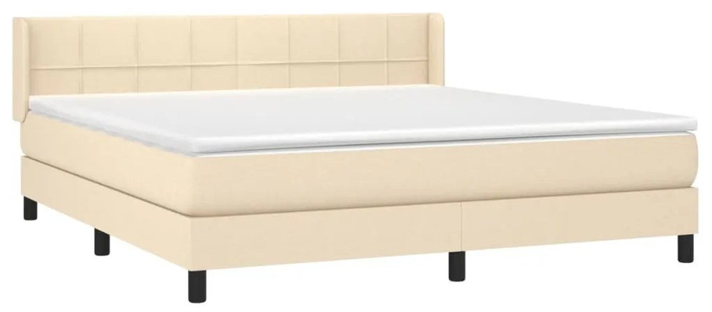 vidaXL Κρεβάτι Boxspring με Στρώμα Κρεμ 160x200 εκ. Υφασμάτινο