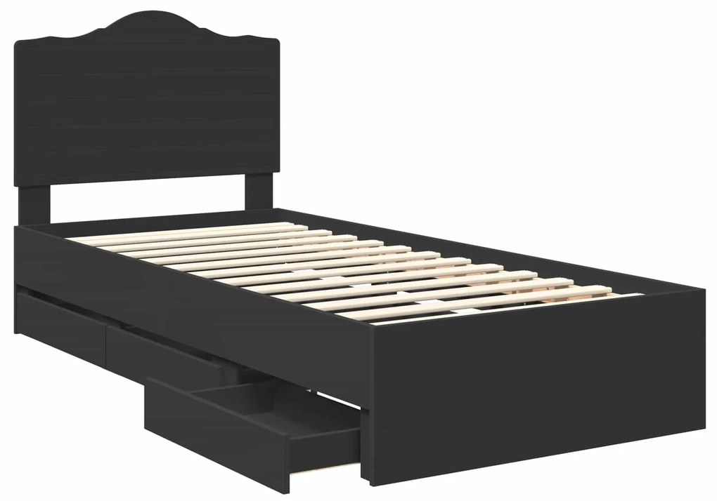 vidaXL Σκελετός Κρεβατιού Μαύρο 90 x 200 cm Μηχανήματος Ξύλο