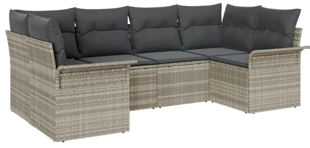 vidaXL Σετ Καναπέ Κήπου με μαξιλάρι 6 pcs Ανοιχτό γκρι Πολυ ράταν