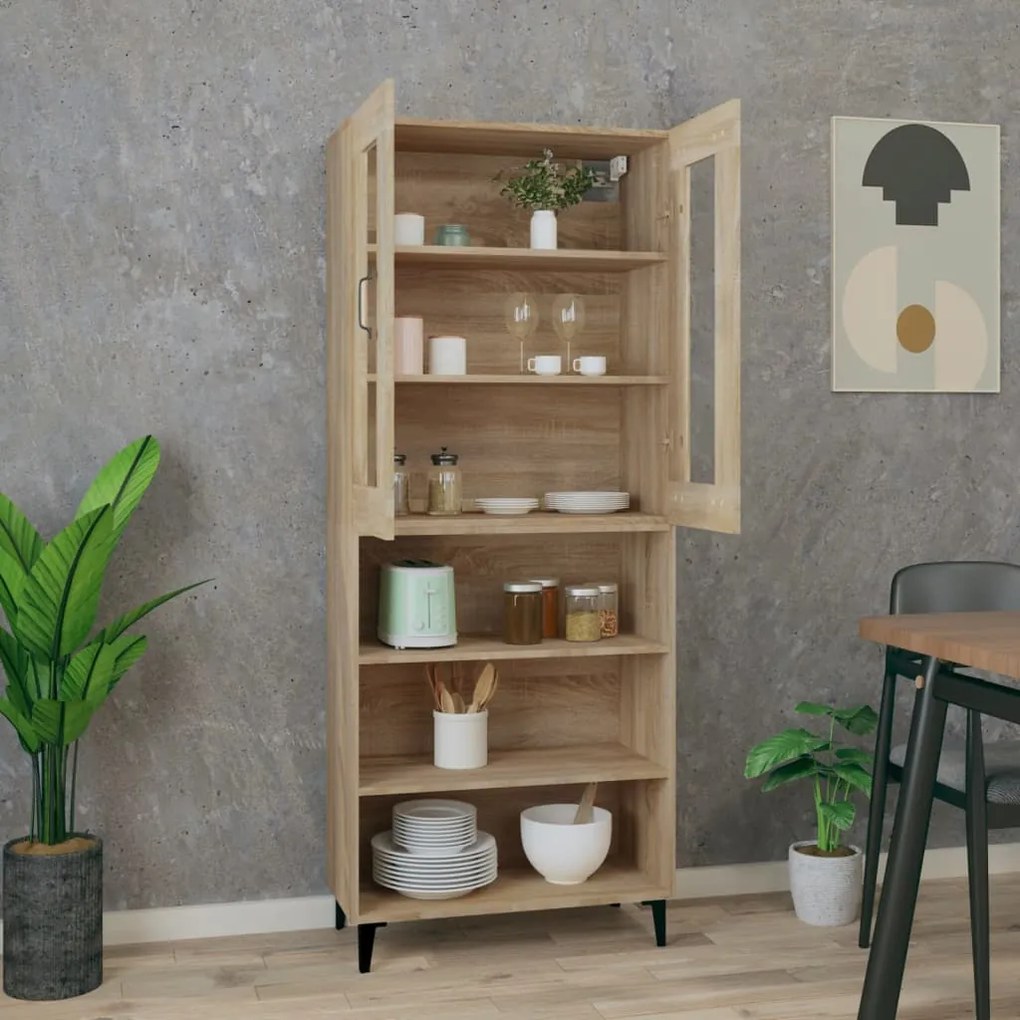 vidaXL Ντουλάπι Sonoma δρυς 69,5 x 34 x 180 εκ. από Επεξεργασμένο Ξύλο