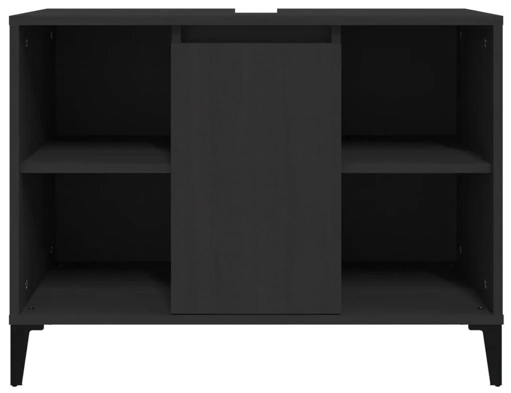 Ντουλάπι Νιπτήρα Μαύρο 80 x 33 x 60 εκ. Επεξεργασμένο Ξύλο - Μαύρο