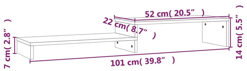 Βάση Οθόνης Καφέ Μελί (52-101)x22x14 εκ. από Μασίφ Ξύλο Πεύκου - Καφέ