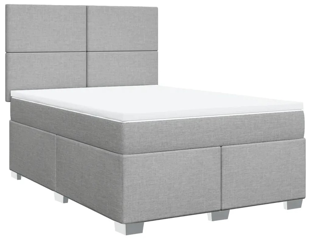 vidaXL Κρεβάτι Boxspring με Στρώμα Ανοιχτό Γκρι 140x200 εκ. Υφασμάτινο