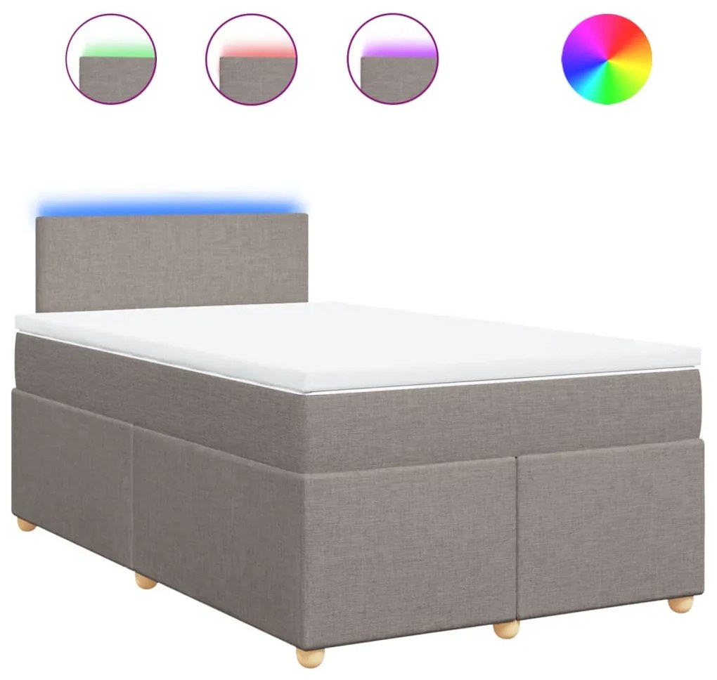 vidaXL Κρεβάτι Boxspring με Στρώμα Taupe 120x190 εκ. Υφασμάτινο