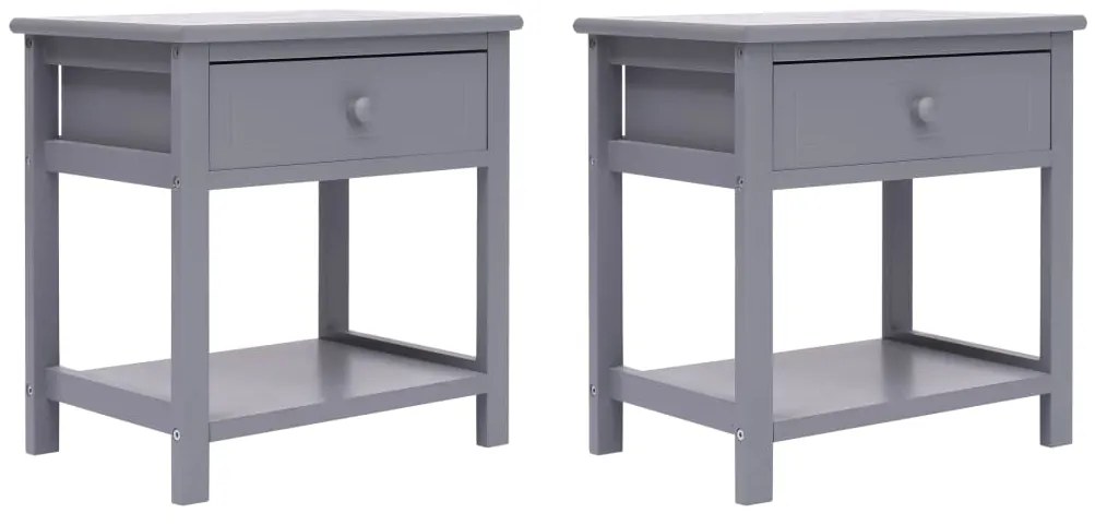 vidaXL Κομοδίνα 2 τεμ. Γκρι 40 x 29 x 42 εκ. από Ξύλο Παυλώνιας
