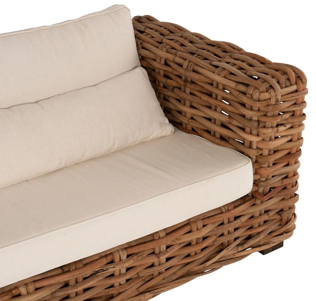 Σετ κήπου Σαλόνι TROPEL 4 τεμ Ξύλο Μαόνι με Φυσικό Rattan &amp; Λευκά Μαξιλάρια