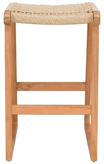 Σκαμπό Kuza σκελετός teak ξύλο και σχοινί σε φυσική απόχρωση 40x42x66εκ 40x42x66 εκ.