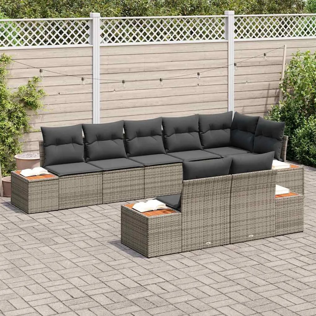 vidaXL Σετ Καναπέ Κήπου 8 pcs Γκρι 319 x 154 x 85 εκ. Πολυ ράταν