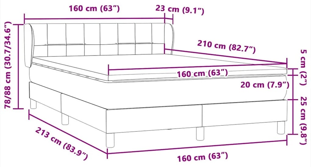 ΚΡΕΒΑΤΙ BOXSPRING ΜΕ ΣΤΡΩΜΑ ΣΚΟΥΡΟ ΠΡΑΣΙΝΟ 160X210ΕΚ. ΒΕΛΟΥΔΙΝΟ 3317532