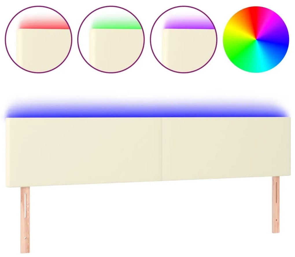 vidaXL Κεφαλάρι Κρεβατιού LED Κρεμ 160x5x78/88 εκ. από Συνθετικό Δέρμα