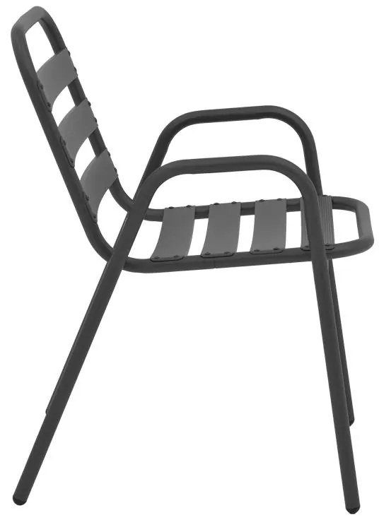 Καρέκλα - Πολυθρόνα Sussie στοιβαζόμενη ανθρακί μέταλλο με φέτες αλουμινίου 45x62x76 εκ. 45x62x76 εκ.