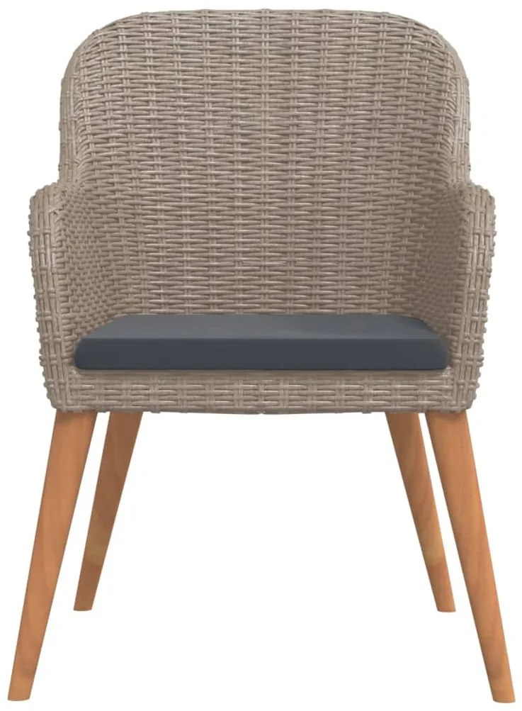 vidaXL Σετ Τραπεζαρίας Κήπου 7 Τεμαχίων Καφέ με Μαξιλάρια