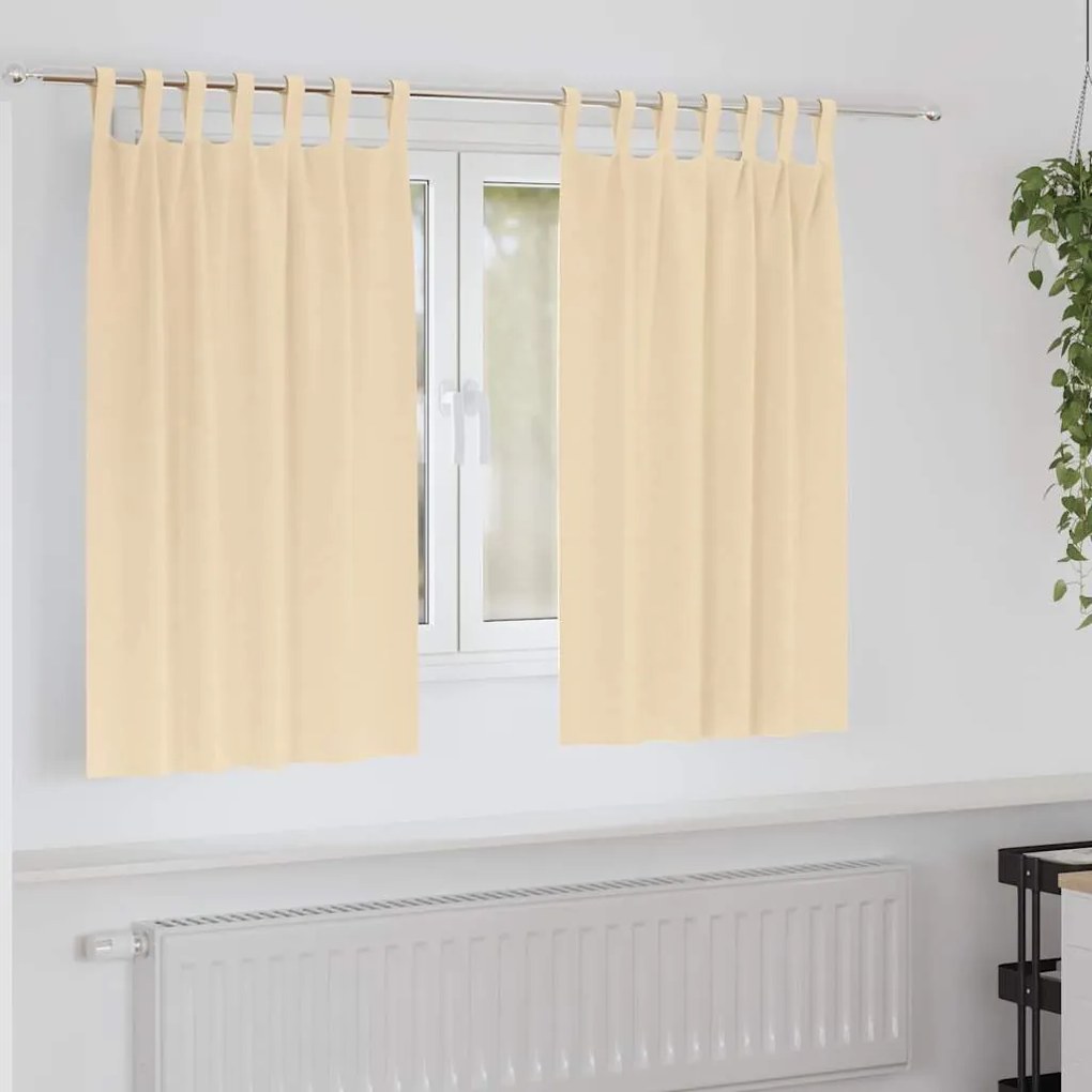 vidaXL Κουρτίνες με κουρτίνες 2 pcs Κρεμ 140x140cm Πολυεστέρας