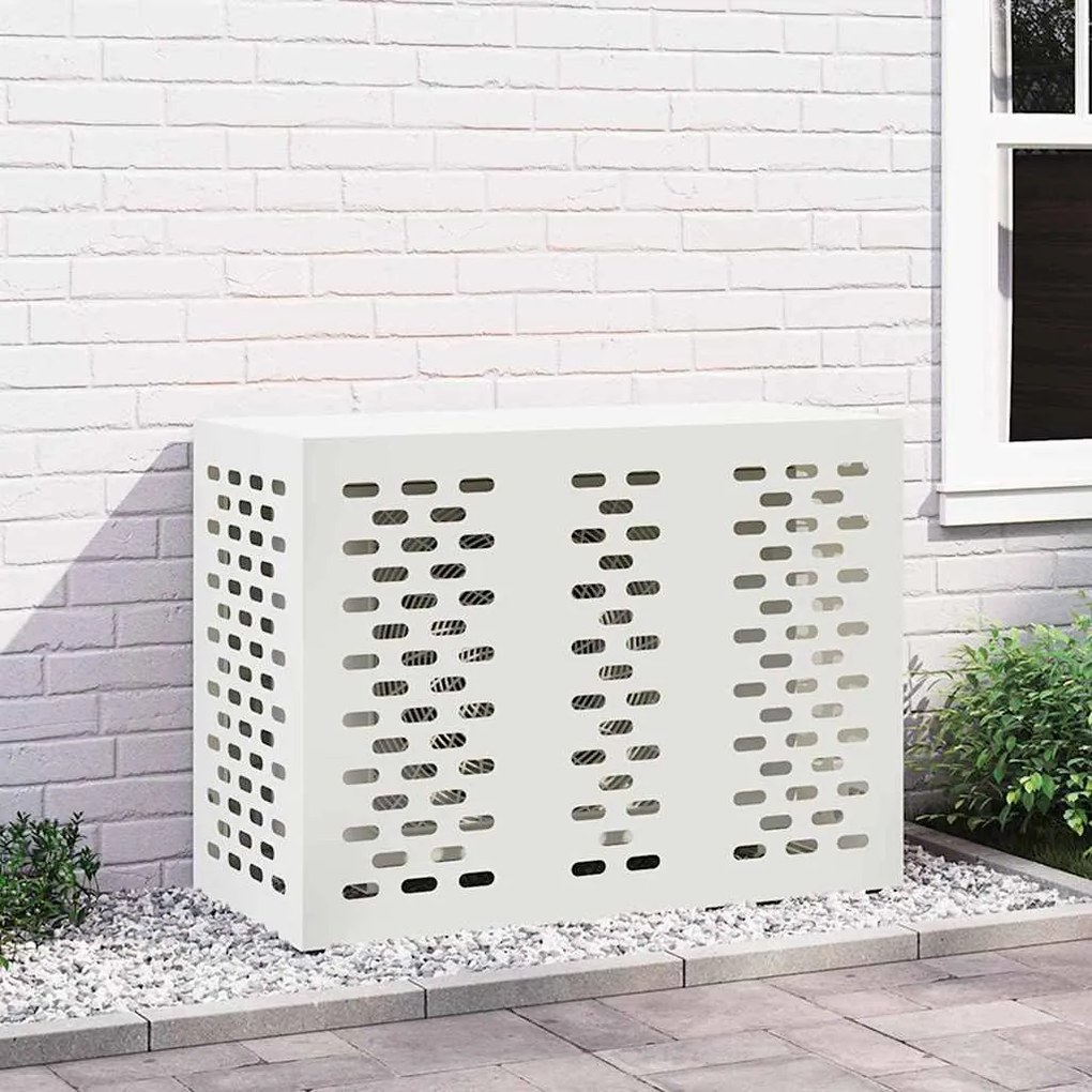 vidaXL Κάλυμμα κλιματιστικού Λευκό 110 x 50 x 80 cm Ατσάλι