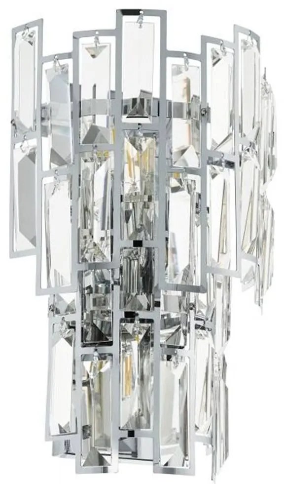 Φωτιστικό Τοίχου - Απλίκα 39628 Calmeilles E14/3 Κρύσταλλο Chrome Eglo Metal, Glass