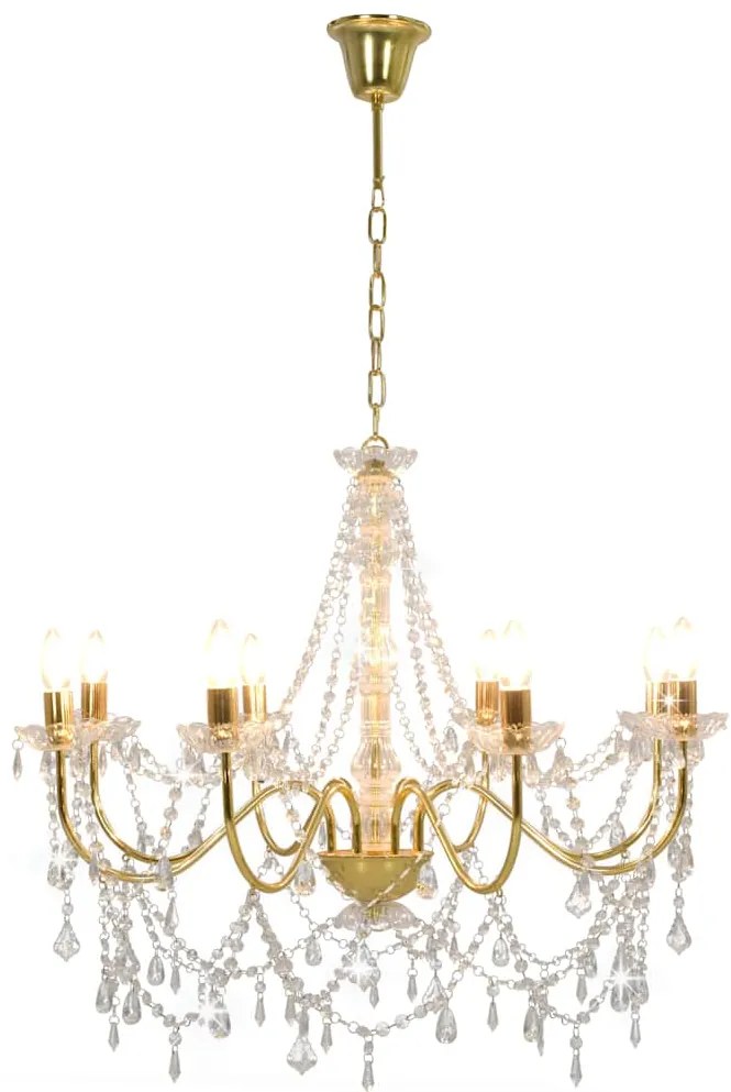 vidaXL Πολυέλαιος με Χάντρες Χρυσός με 8 Ντουί Ε14