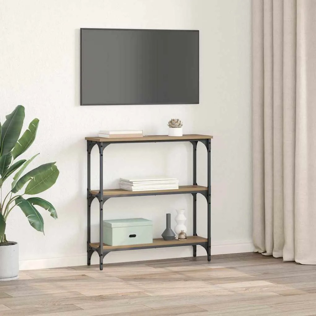 vidaXL Τραπέζι κονσόλας με ράφι artisan δρυς 75 x 22.5 x 75 εκ