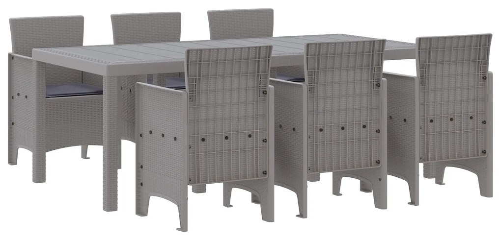 vidaXL Σετ Τραπεζαρίας Κήπου 7 pcs Ανοιχτό γκρι 200 x 100 x 73 εκ.