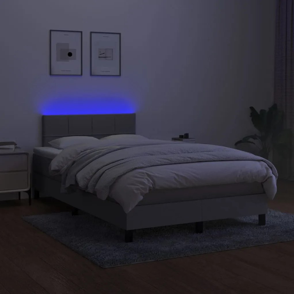 vidaXL Κρεβάτι Boxspring με Στρώμα &amp; LED Αν.Γκρι 120x200 εκ Υφασμάτινο