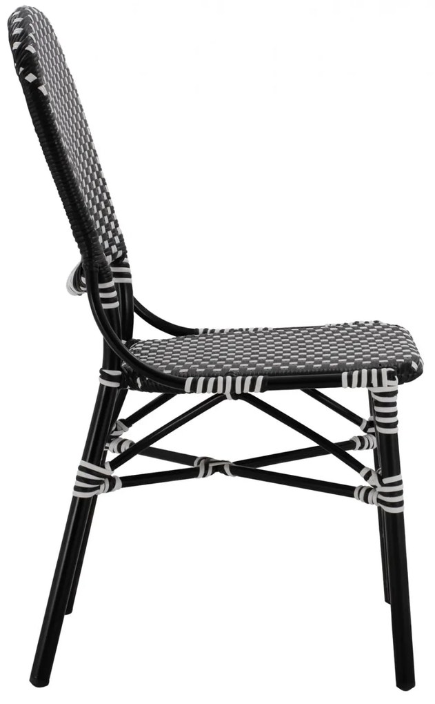 Καρέκλα C5792.02 Αλουμινίου Bamboo Look με Wicker Μαύρο - Λευκό 46x60x96 εκ. 46x60x96 εκ.