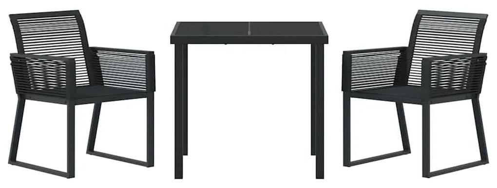 vidaXL Σέτ φαγητού για κήπο 3 pcs Μαύρο Χάλυβας με επίστρωση πούδρας