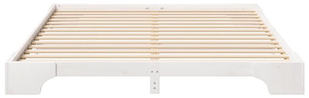 vidaXL Κρεβάτι δαπέδου Λευκό 180 x 220 εκ. Μασίφ ξύλο πεύκου
