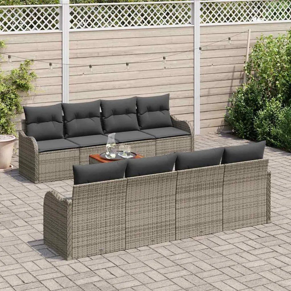 vidaXL Σετ Καναπέ Κήπου 9 pcs Γκρι