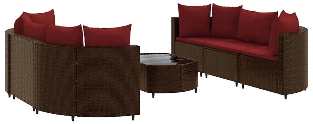 vidaXL Σαλόνι Κήπου Σετ 7 Τεμαχίων Καφέ Συνθετικό Ρατάν με Μαξιλάρια