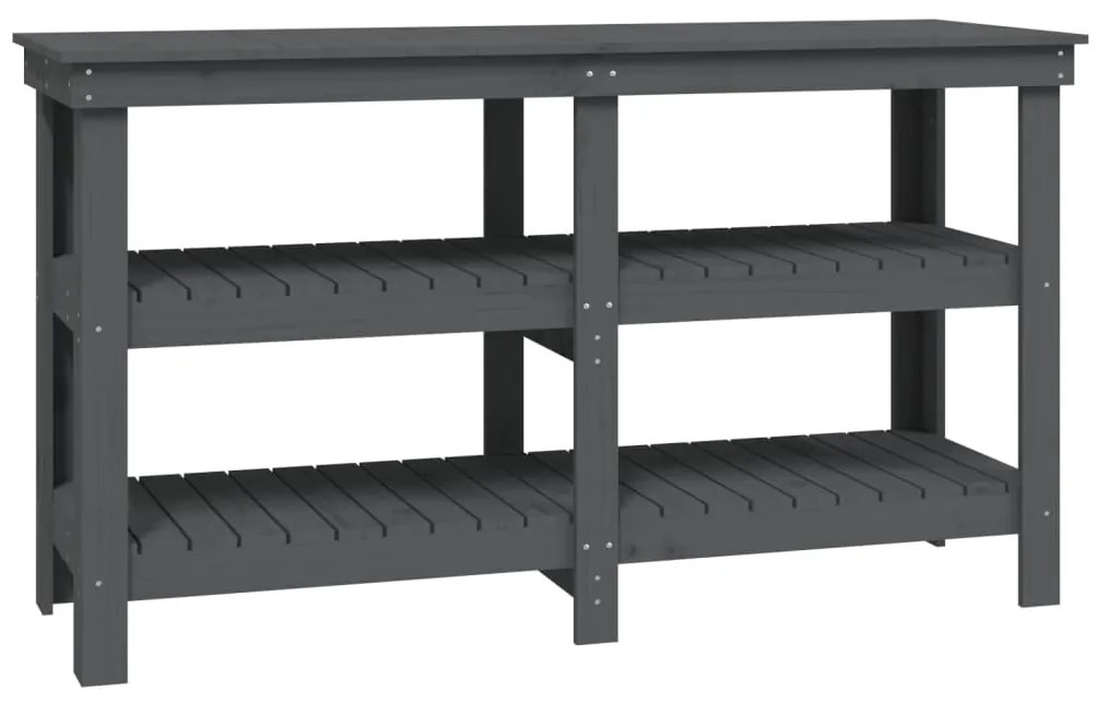 vidaXL Πάγκος Εργασίας Γκρι 142,5 x 50 x 80 εκ. από Μασίφ Ξύλο Πεύκου