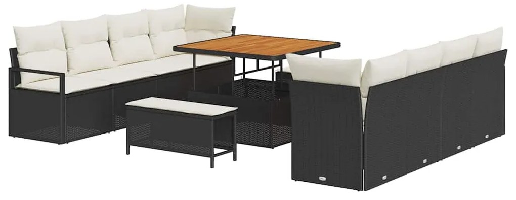 vidaXL Σετ Καναπέ Κήπου με μαξιλάρι 11 pcs Μαύρο Πολυ ράταν