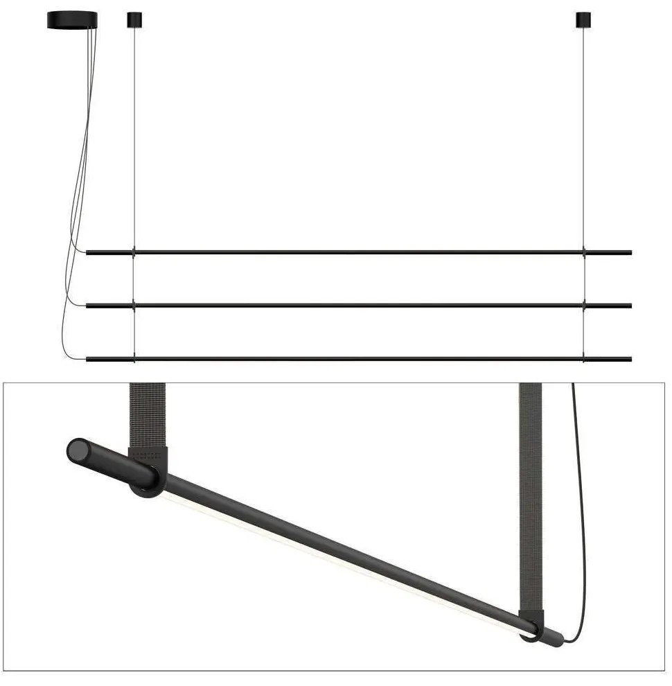 Φωτιστικό Οροφής - Ράγα T.O 3 Stack 3X10872/10875/2X10878 137x26cm Dim Led 750lm 10W 2700K Black-Graphite Pablo Designs