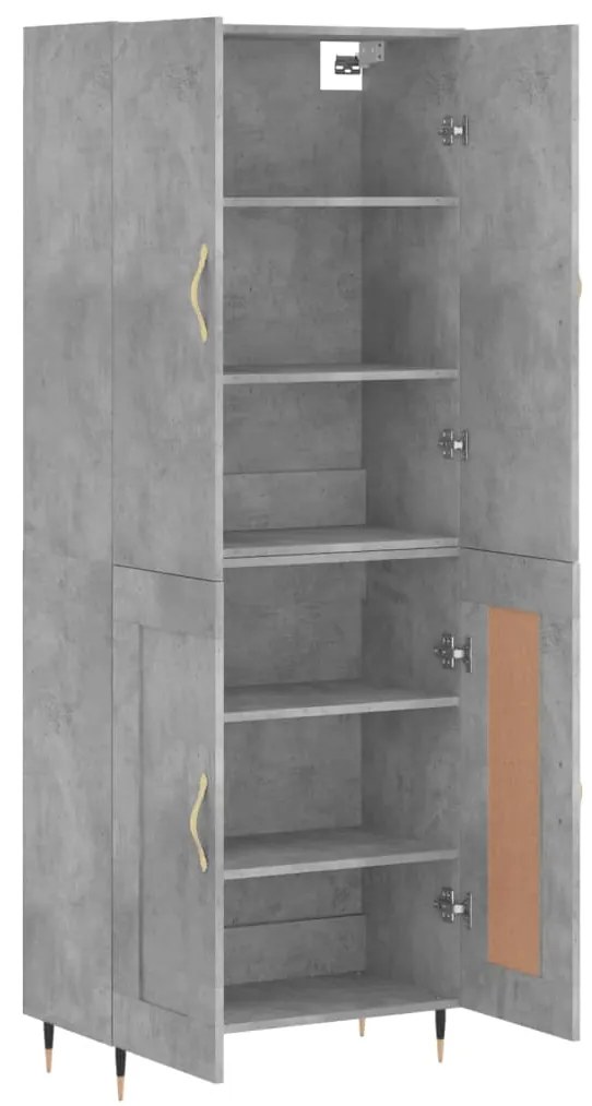 vidaXL Ντουλάπι Γκρι Σκυροδέματος 69,5x34x180 εκ. Επεξεργασμένο Ξύλο