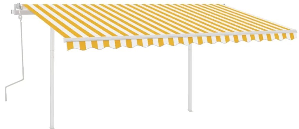 vidaXL Τέντα Συρόμενη Χειροκίνητη με LED Κίτρινο / Λευκό 4 x 3,5 μ.