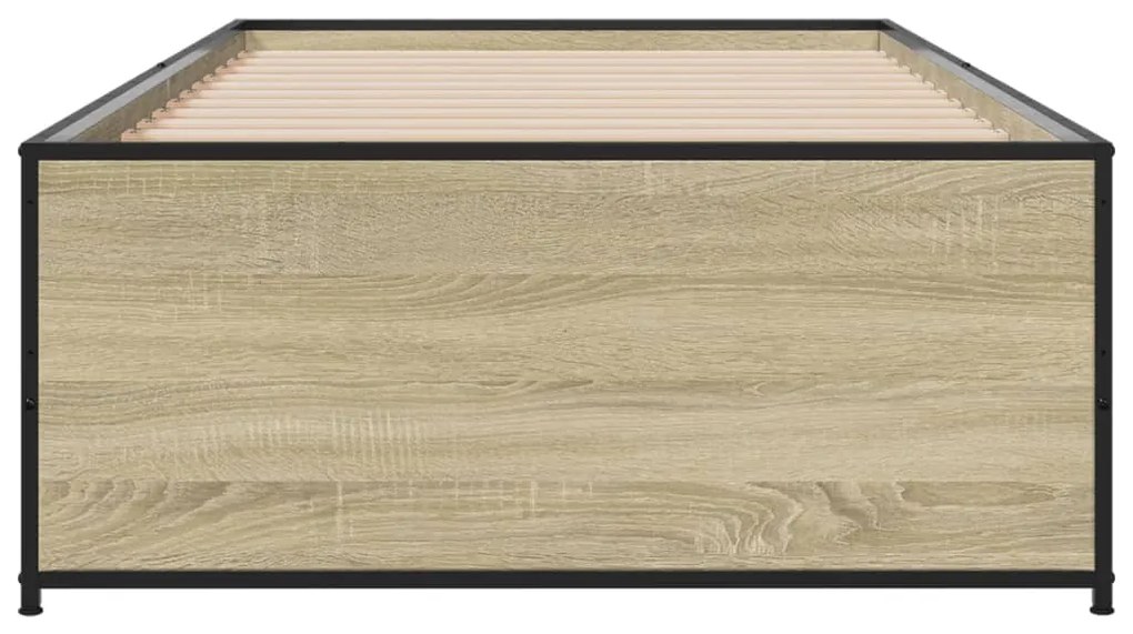 vidaXL Πλαίσιο Κρεβατιού Sonoma Δρυς 100x200 εκ. Επεξ. Ξύλο &amp; Μέταλλο