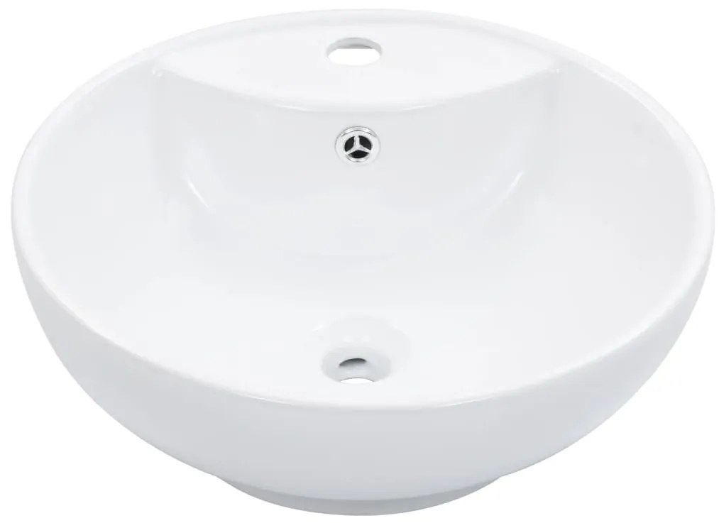 vidaXL Νιπτήρας με Οπή Υπερχείλισης Λευκός 46,5 x 18 εκ. Κεραμικός