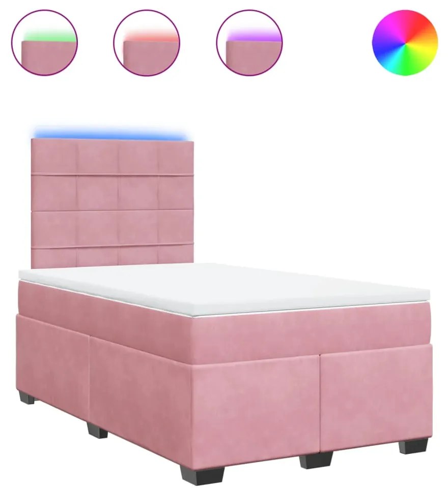 Κρεβάτι Boxspring με Στρώμα Ροζ 120x200 εκ. Βελούδινο 3293187