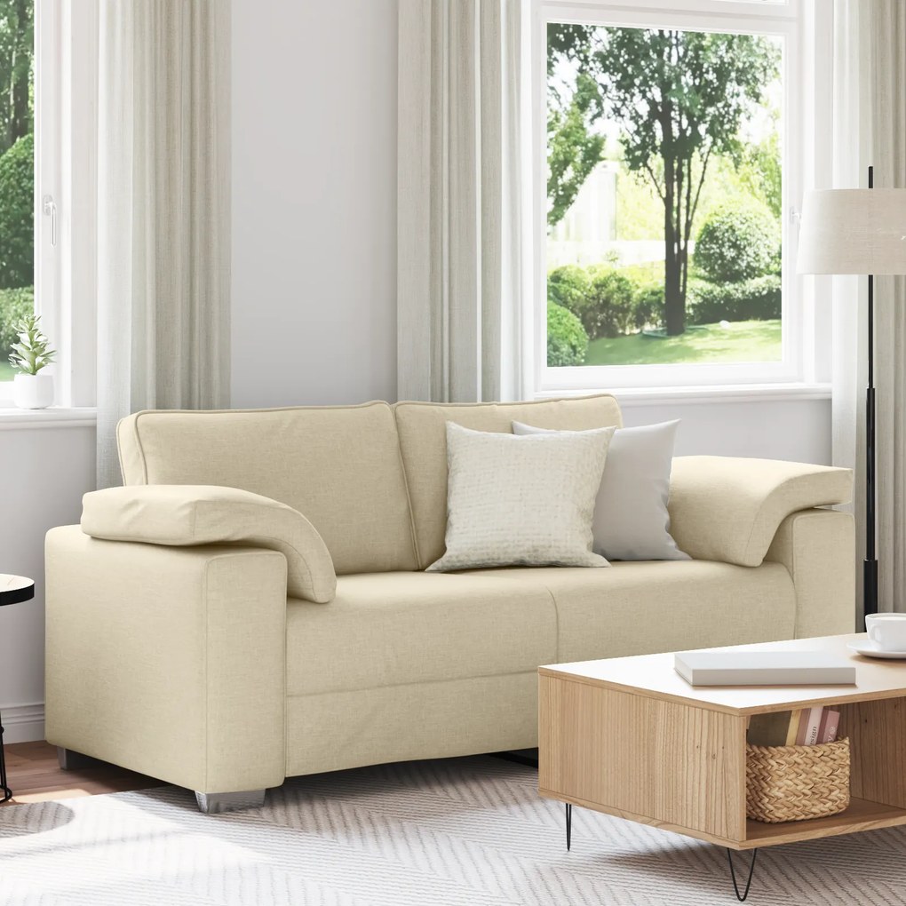 vidaXL Καναπές Loveseat Κρεμ 140 εκ Υφάσματος