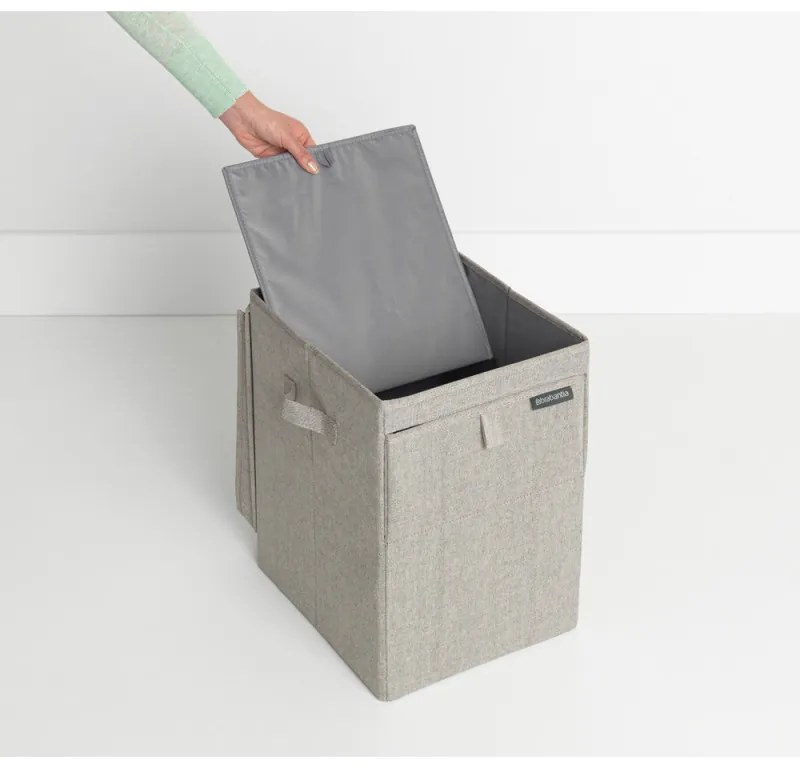 Brabantia Κιβώτιο πλυντηρίου ρούχων 1000827, 35 l, Άνοιγμα μπροστά, Ευρύ καπάκι, Πτυσσόμενο, Γκρι