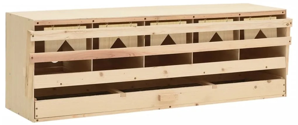vidaXL Φωλιά για Κότες με 5 Θέσεις 117x33x38 εκ. από Μασίφ Ξύλο Πεύκου