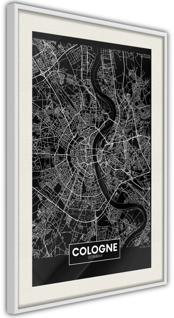 Αφίσα - City Map: Cologne (Dark) - 20x30 - Χρυσό - Χωρίς πασπαρτού